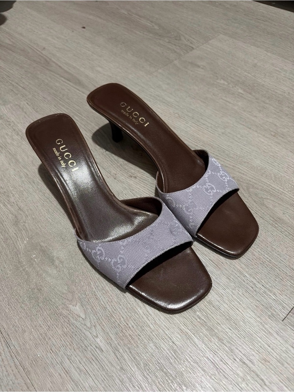 Gucci Lilac Monogram Kitten Heels